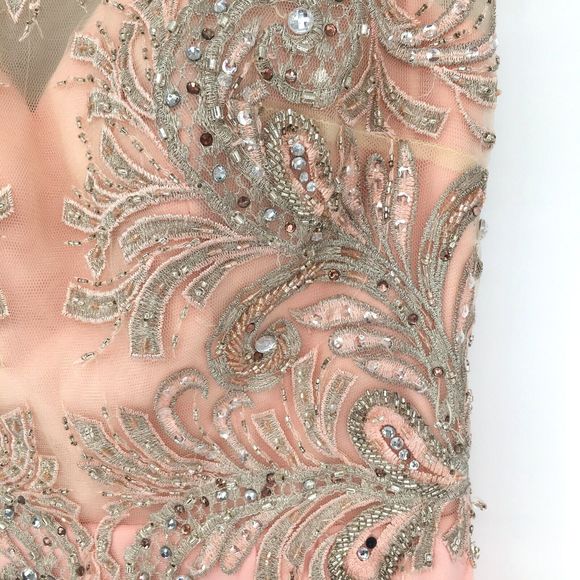 NWT Milano Formals Size 4 Light Pink Chiffon Beaded Prom Maxi Dress Formal Gown - Picture 5 of 16